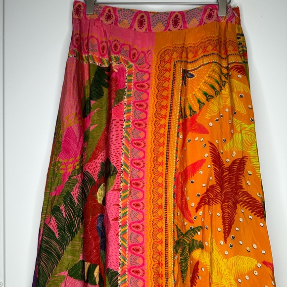 NEW FARM RIO Mixed Scarves Midi Skirt In Multicolor Size Medium - Picture 6 of 16